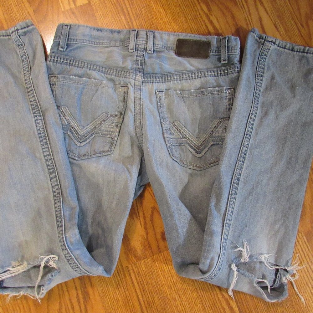 BKE Jake Straight Leg Distressed Denim Jeans 32L 32" Measured Inseam